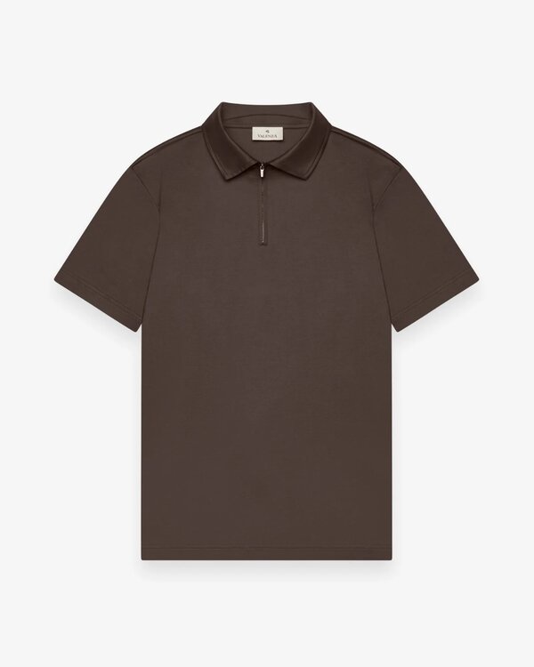Supima Polo Zip Collar S/S Ebony Brown