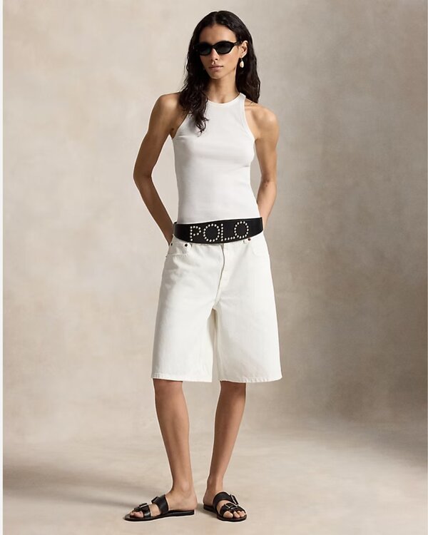 Long Denim Shorts White