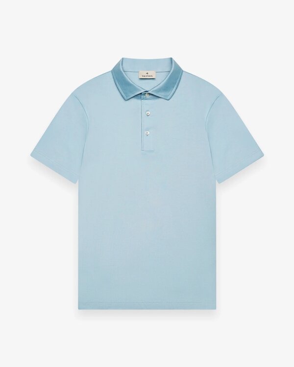 Supima Polo Collar S/S Blau Diamant