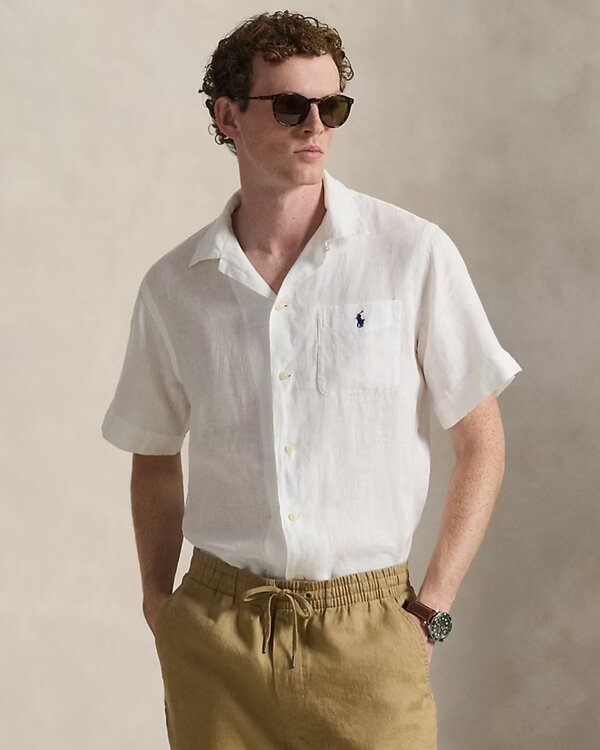 Classic Fit Linnen Overhemd Wit