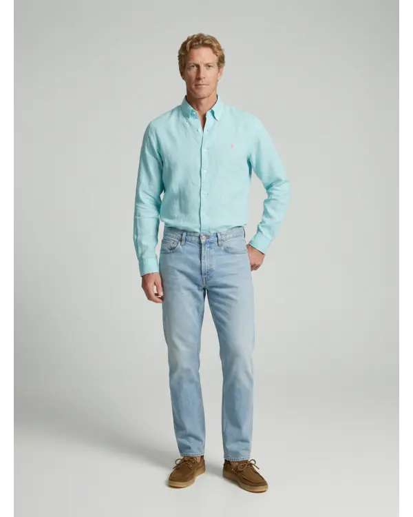 Custom Fit Leinenhemd Türkis