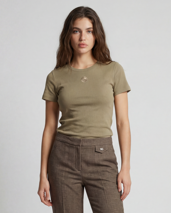 Moon Logo Baby Fit T-Shirt Taupe