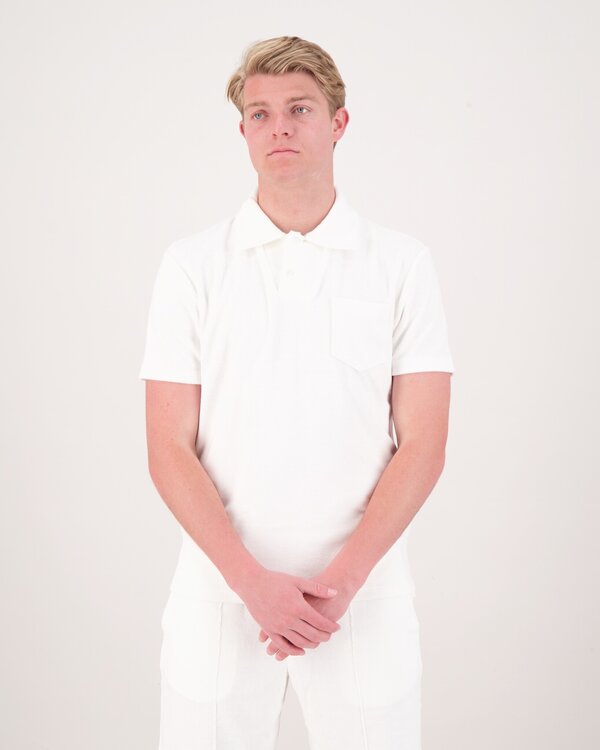 Terry Towelling Polo Shirt White