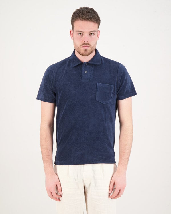 Frottee Poloshirt Marine
