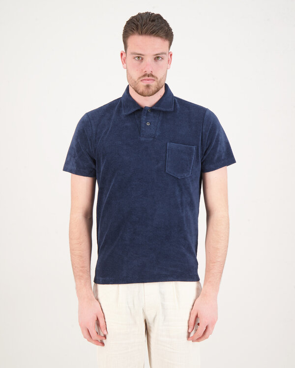 Terry Towelling Polo Shirt Marine