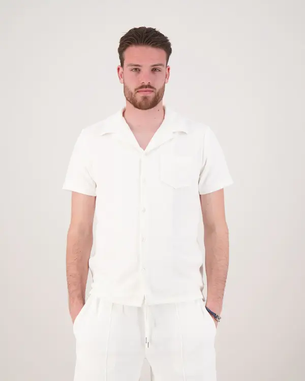 Frottee Poloshirt weiß