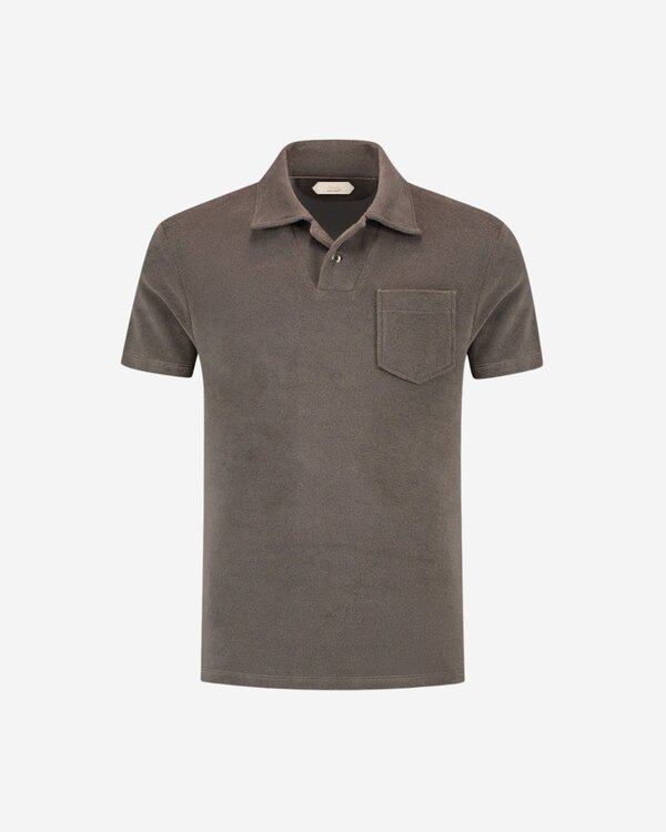 Terry Towelling Polo Shirt Taupe
