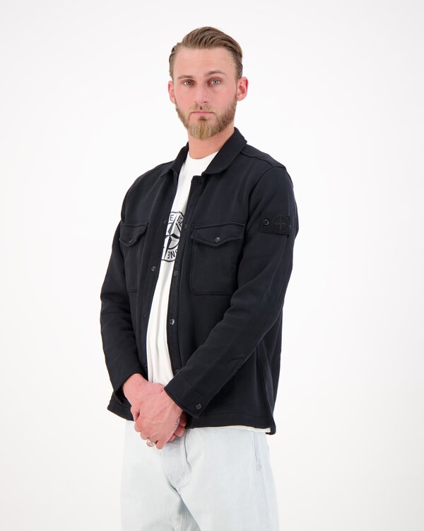 6100026 Heavy Organic Cotton Fleece Overshirt Black