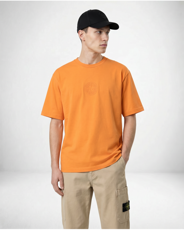 2100001 Organic Cotton Camo Compass T-Shirt Oranje