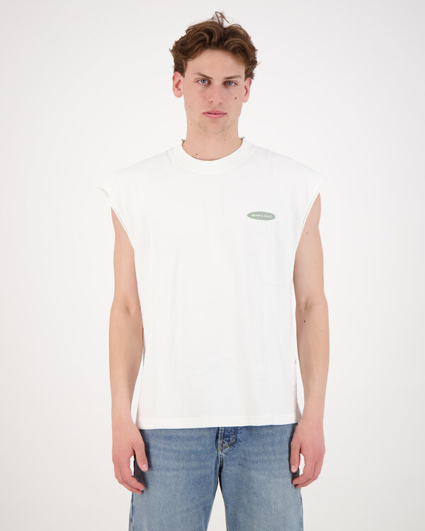 Distressed Sleeveless T-Shirt Weiß