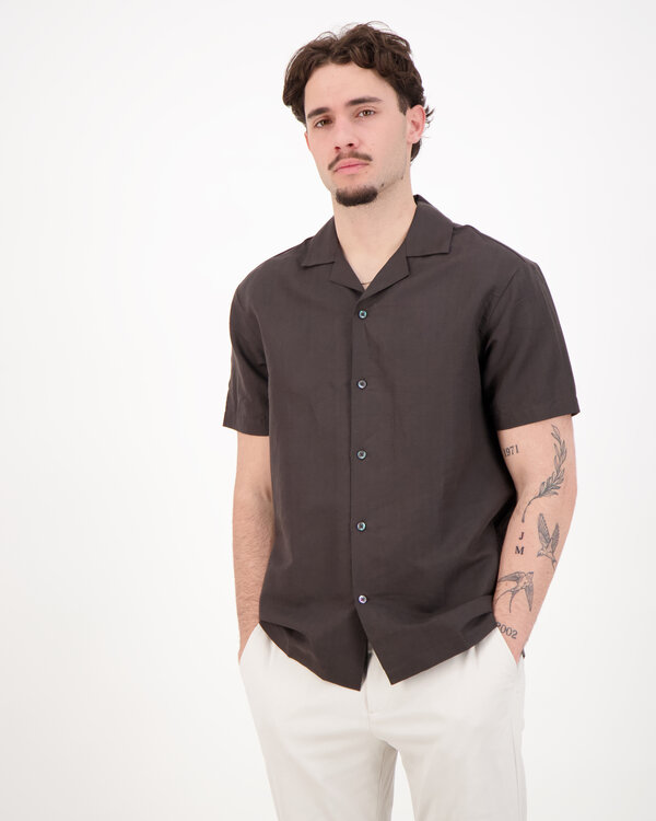 Tanner Stretch Linen Camp Shirt Bruin