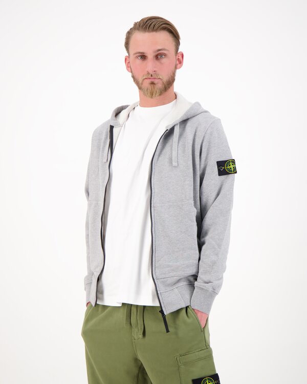 6100061 Organic Melange Cotton Fleece Hoodie Zip-up Dunkelgrau