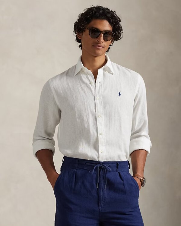 Custom Fit Leinenhemd Weiß