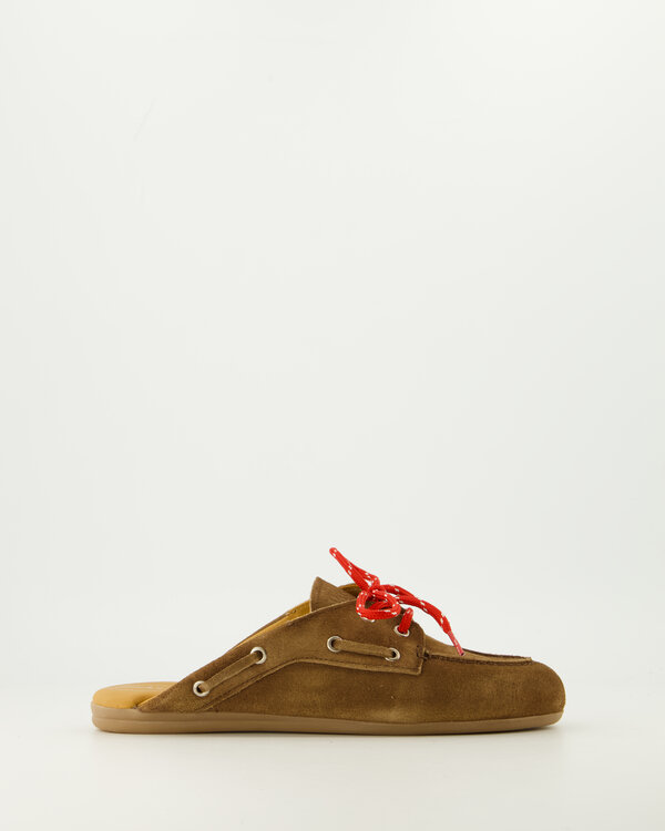Boat Loafer Mule Suede Dark Brown