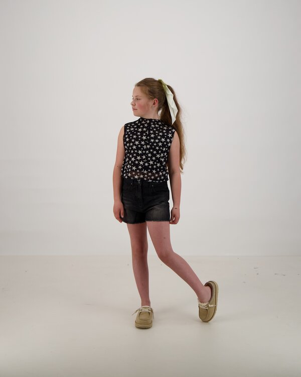 Faded  Denim Short Zwart