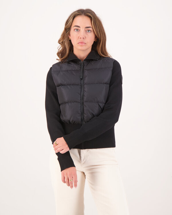HyBridge Wide Quilt Knit Jacket Zwart