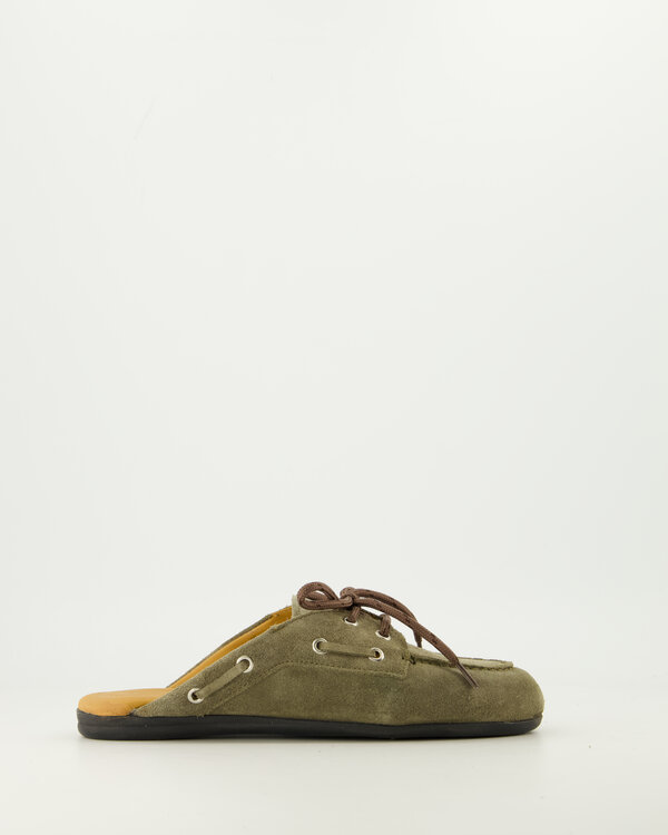 Boat Loafer Mule Suede Khaki