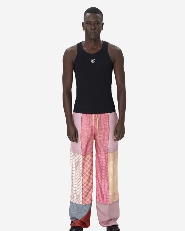 Moon Logo Ribbed Jersey Tank Top Zwart