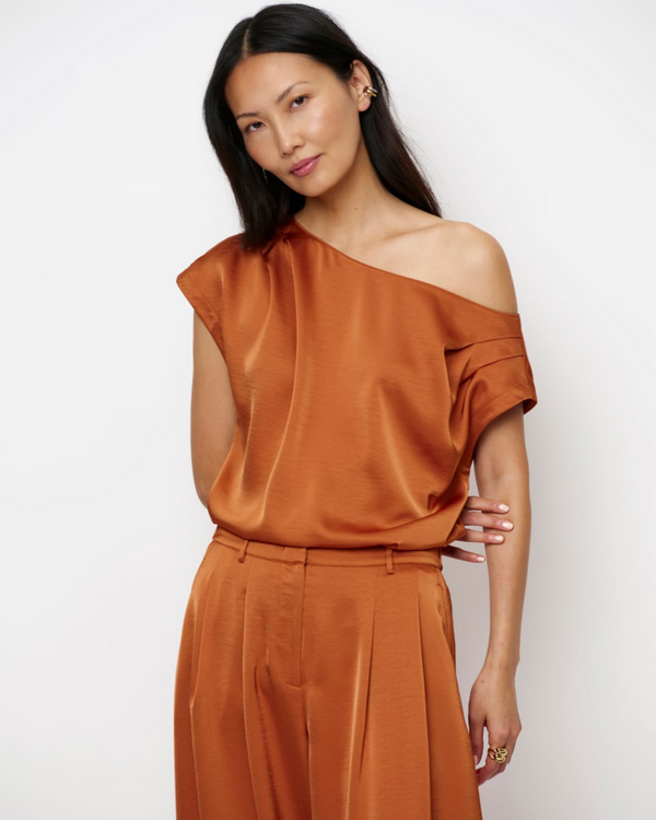 Roam satin drapey top Orange