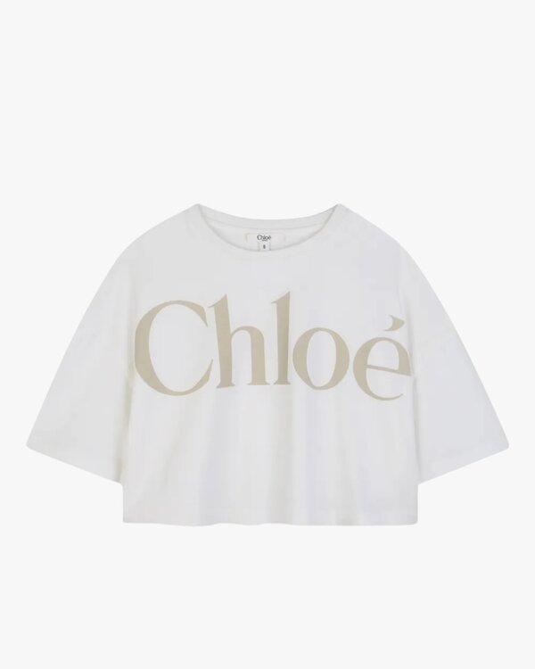 Logo Jersey Cropped T-Shirt Cremefarben