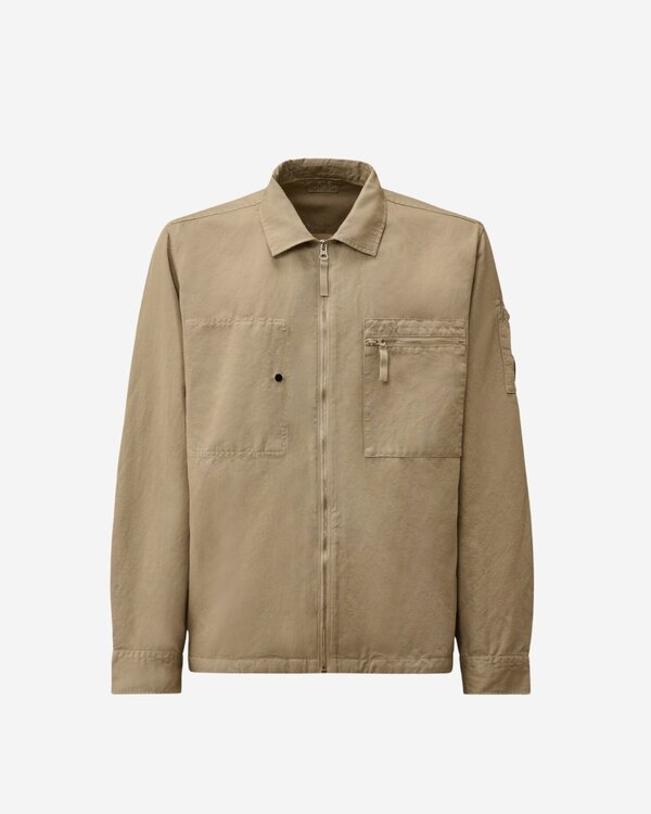 Overshirt In Katoen Linnen Grijs
