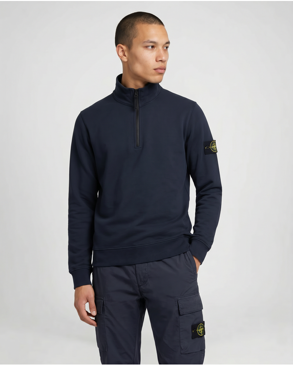 6100070 Organic Cotton Fleece Half-zip Marine