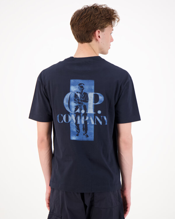 30/1 Jersey Comfort Logo T-Shirt Blauw