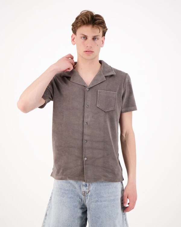 Terry Towelling Resort Shirt Taupe