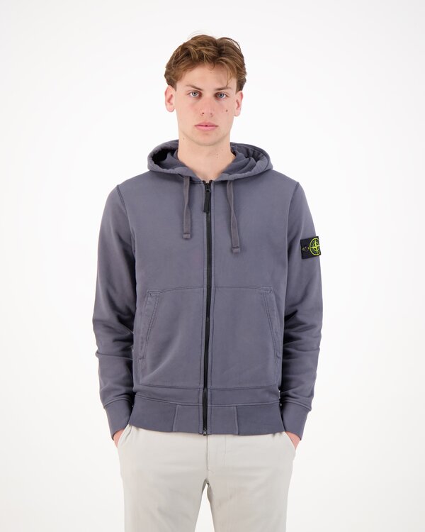 6100061 Organic Cotton Fleece Strickjacke Blau / Grau