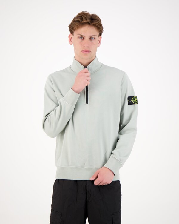 6100070 Organic Cotton Fleece Half-zip Pearl Grey