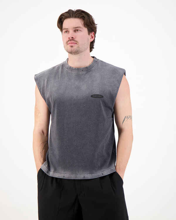 Distressed Sleeveless T-Shirt Black