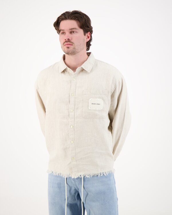 Distressed Linen hemd LS Natürlich