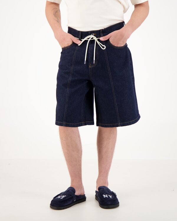 Felled Denim Short Blauw