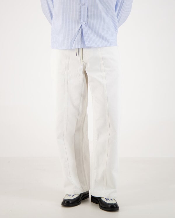 Wide Leg Raised Denim Ecru