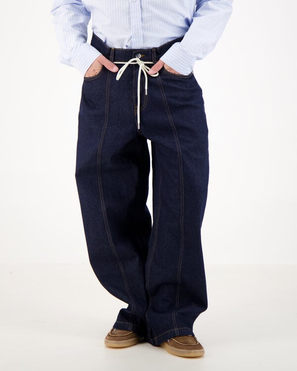 Wide Leg Raised Denim Blauw