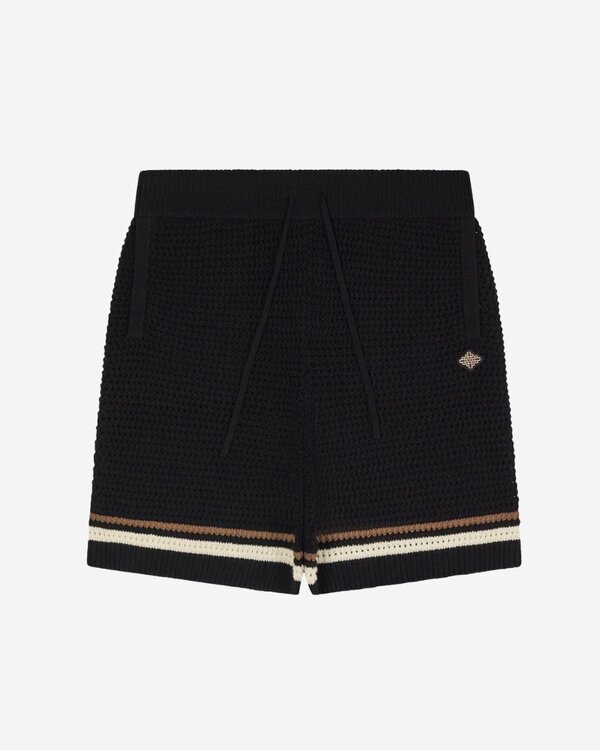 Crochet Knitted Stripe Shorts Black