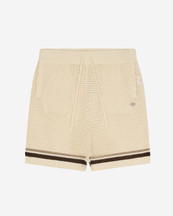 Crochet Knitted Stripe Shorts Offwhite
