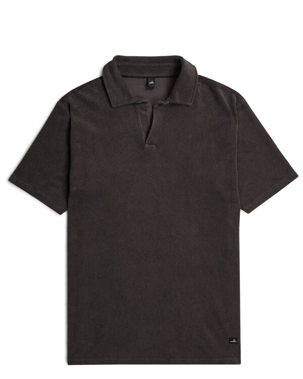 Wright Towelling Retro Polo Shirt Brown
