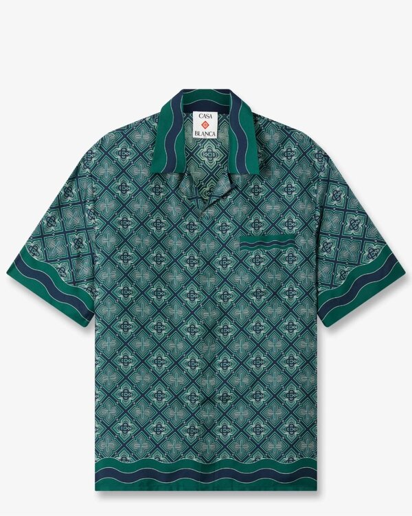 Radiating Monogram Cuban Collar SS Shirt Green