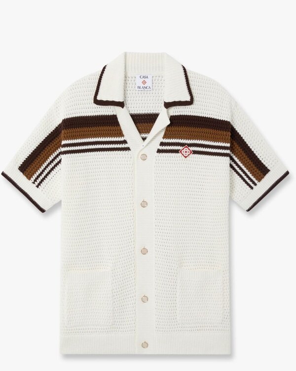 Crochet Short Sleeve Shirt White