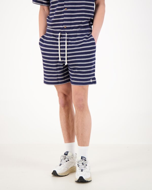 Striped Pointelle Ribbed Kurz Marine