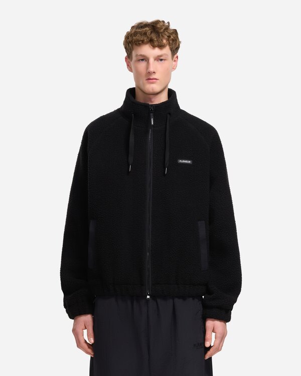 Frosted Badge Fleece Jacket Black