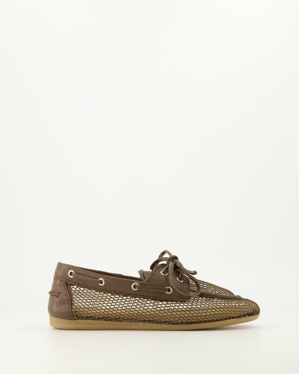 Boat Loafer Mesh - Leather Donkerbruin