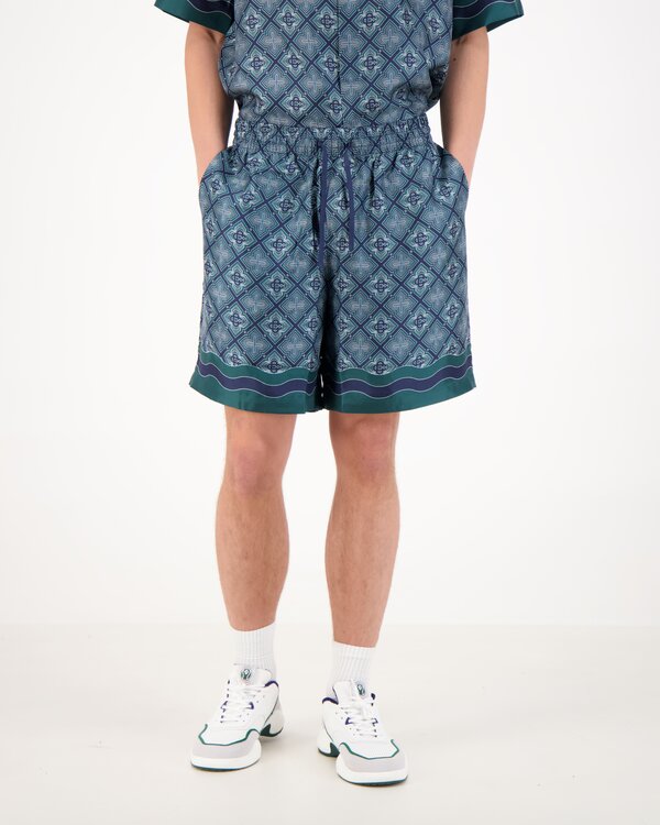 Radiating Monogram Silk Shorts Grun