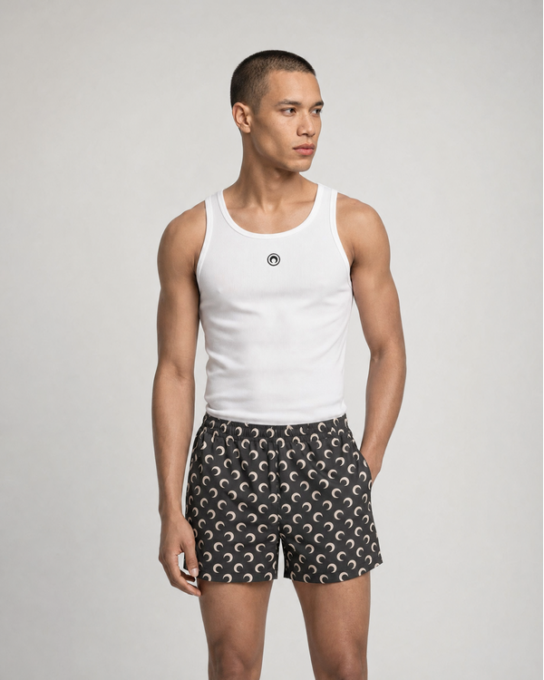 Moon Printed Swimwear Short Schwarz