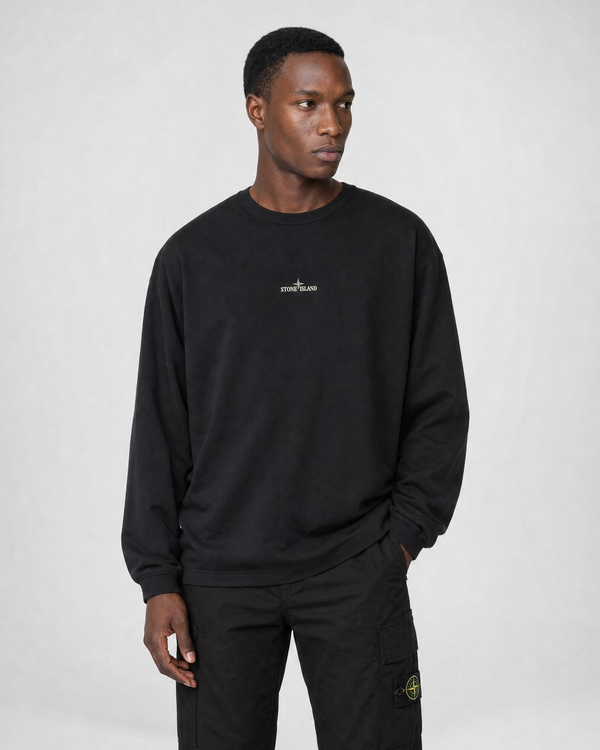 2100029 Organic Cotton Jersey Blurred Sweatshirt Black