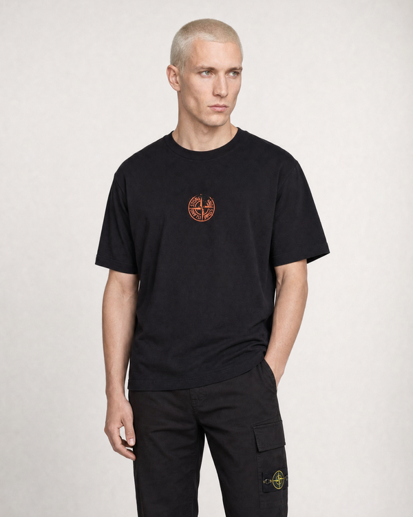 2100001 Organic Cotton Jersey Camo Print T-Shirt Black