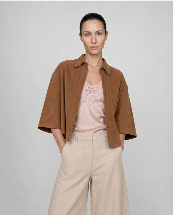 Mila Goat Suede Sturdy Jacket Taupe