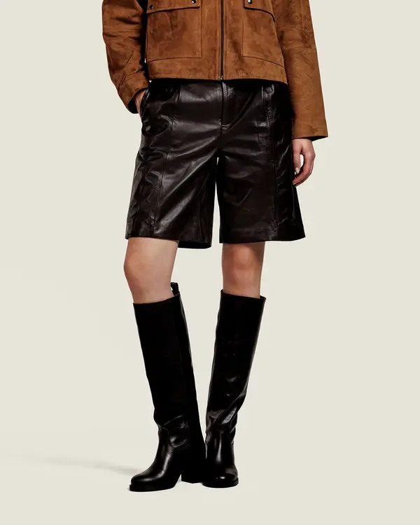 Izzy Leather Shorts Donkerbruin