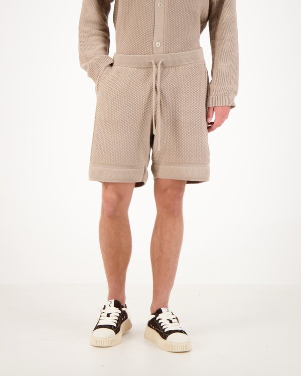 Contrast Knit Crochet Shorts Bruin